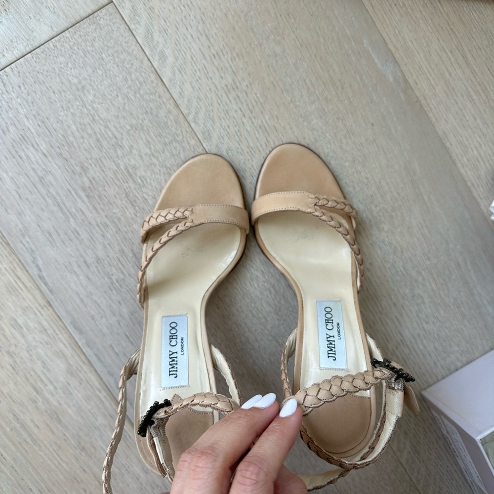 EUC Jimmy Choo Nude Strappy Heeled Sandals 39.5 - Picture 5 of 13